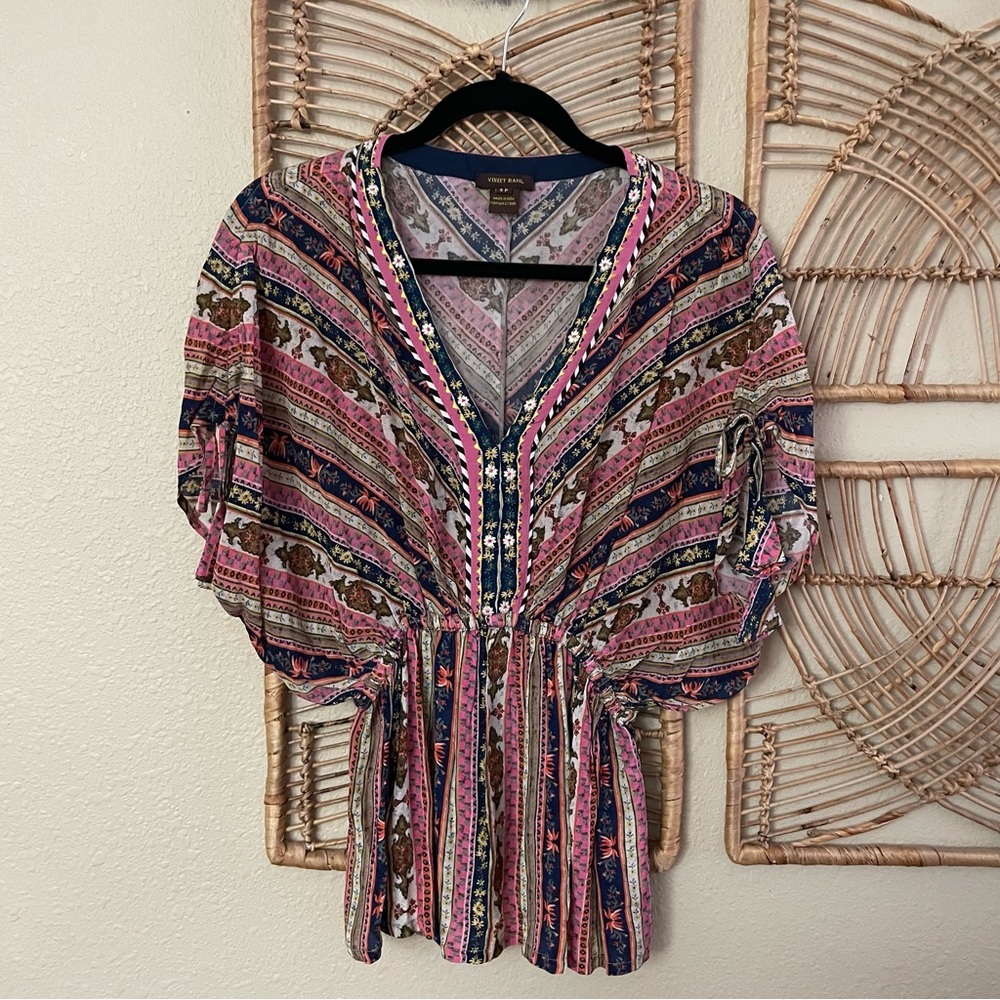 Anthropologie Vineet Bahl Erica Blouse Top‎ Tunic Boho India Art Women's XSP B21